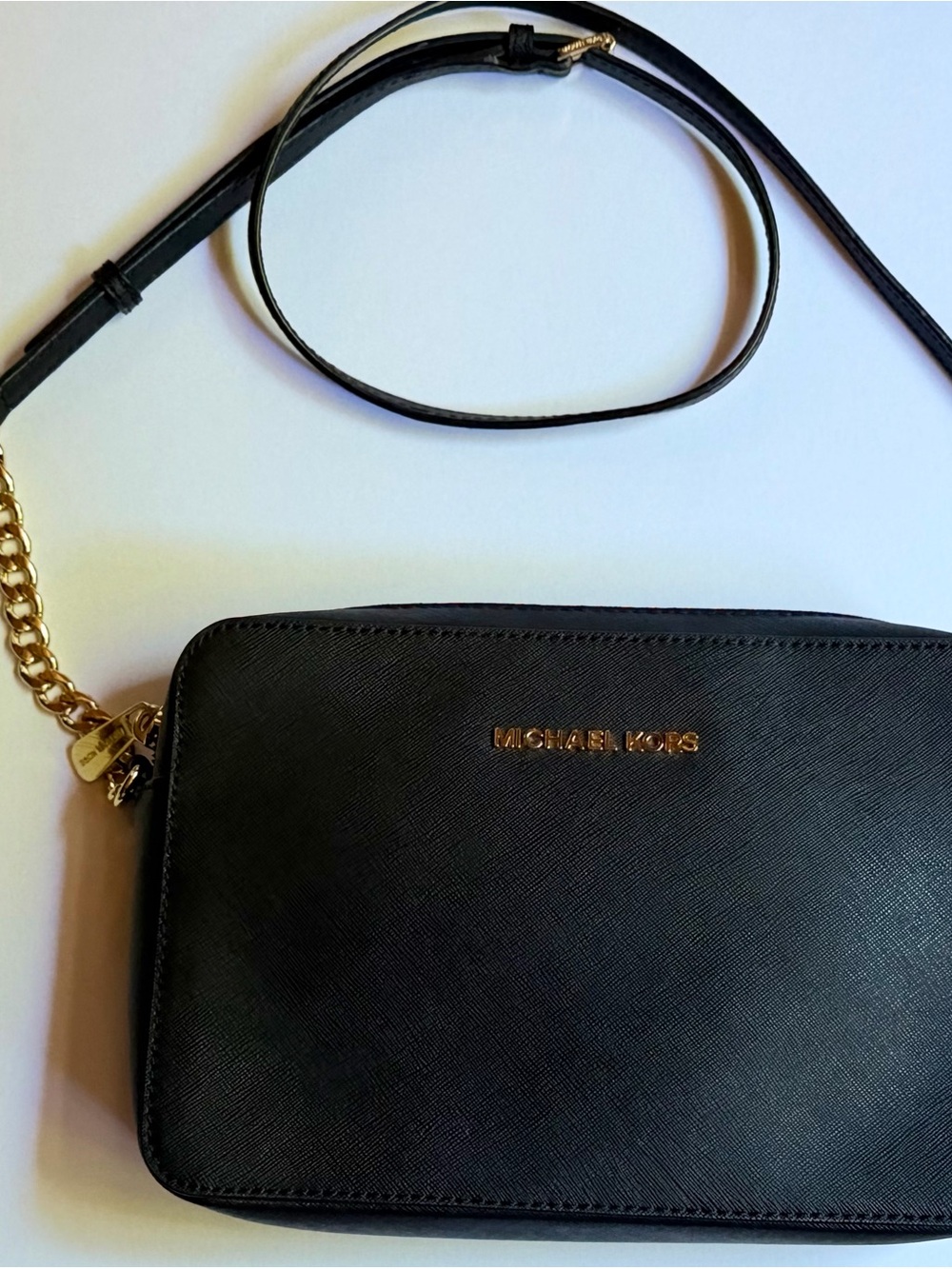 Michael Kors Black Leather Crossbody with Gold Hardware